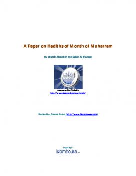 تنزيل وتحميل كتاِب A Paper on Hadiths of Month of Muharram pdf برابط مباشر مجاناً