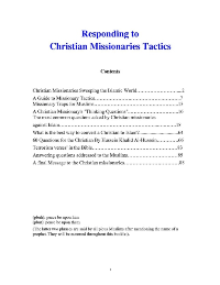 تنزيل وتحميل كتاِب Responding to Christian Missionaries Tactics pdf برابط مباشر مجاناً 