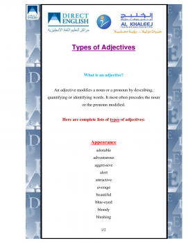 تنزيل وتحميل كتاِب Types of Adjectives pdf برابط مباشر مجاناً 