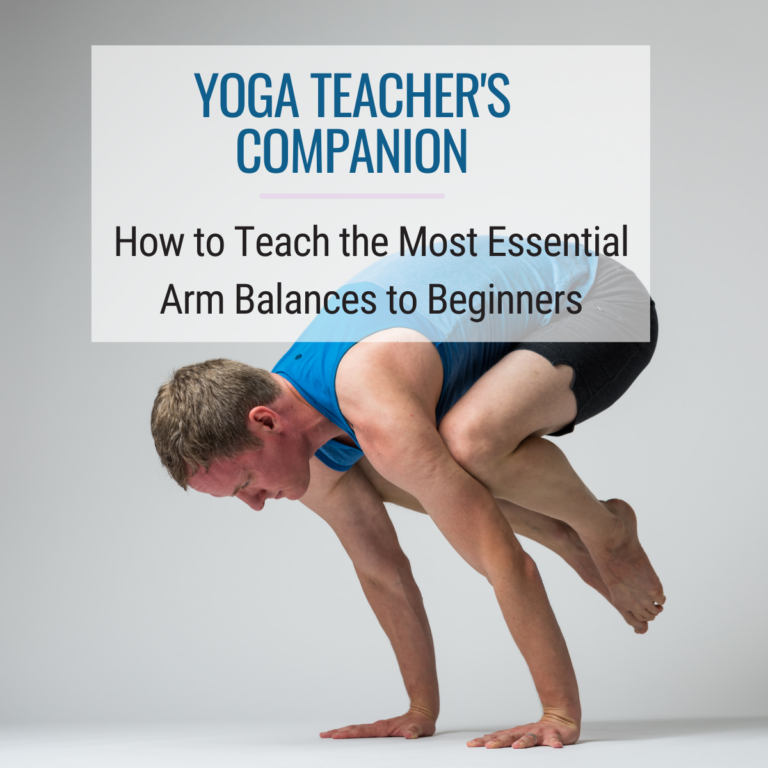Yoga Teacher's Companion title card with Jason Crandell in Crow pose, the title saying "How to Teach the Most Essential Arm Balances to Beginners"