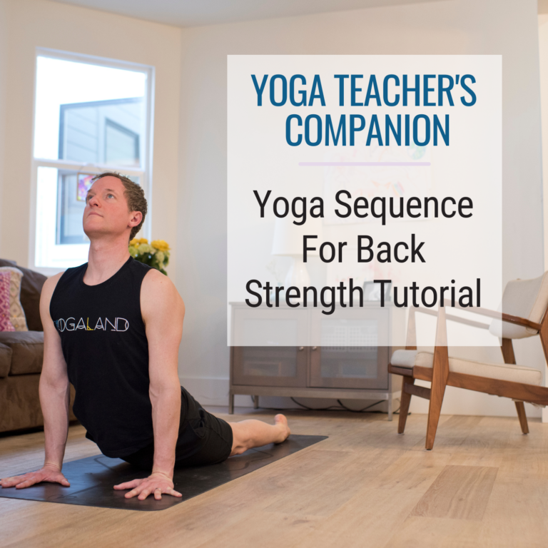 Yoga Teacher's Companion title card with Jason Crandell in a pose in the background, the title saying "Yoga Sequence for Back Strength Tutorial"