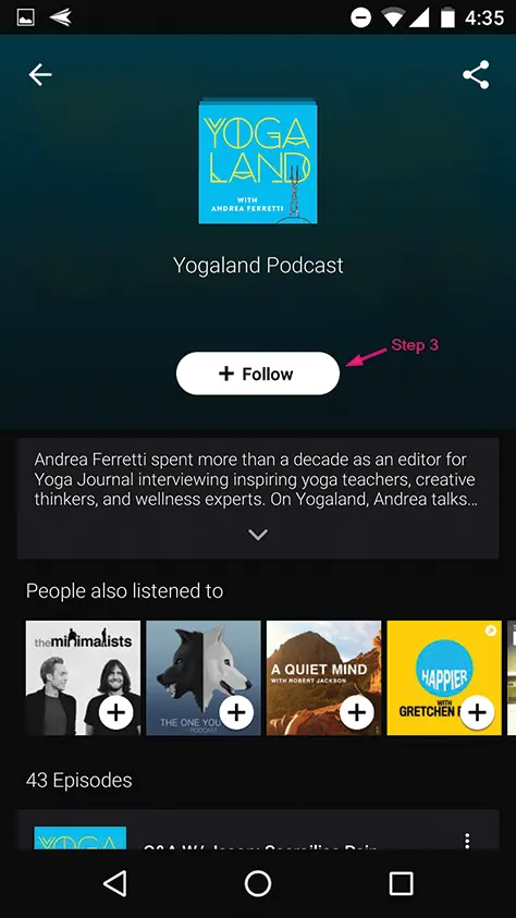 How to subscribe to a podcast - Acast, Step 3 screenshot