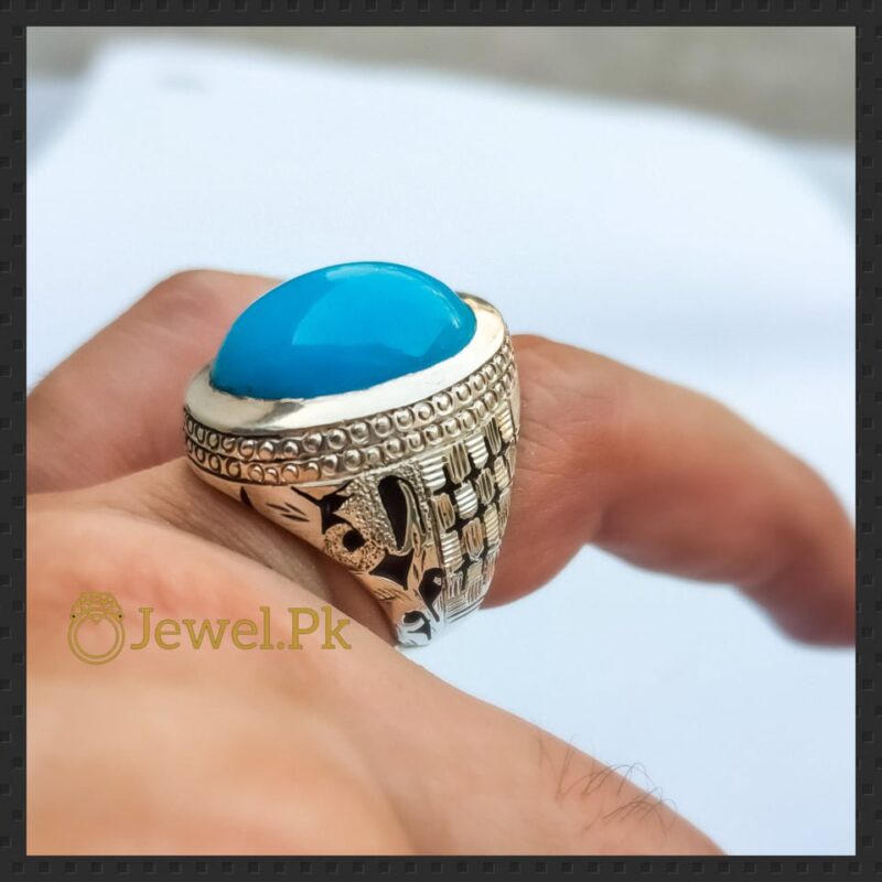 Natural Turquoise - Feroza Ring in 925 Silver Chandi