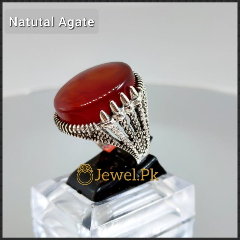 Silver 925 Chandi Ring in Agate - Aqeeq Ring