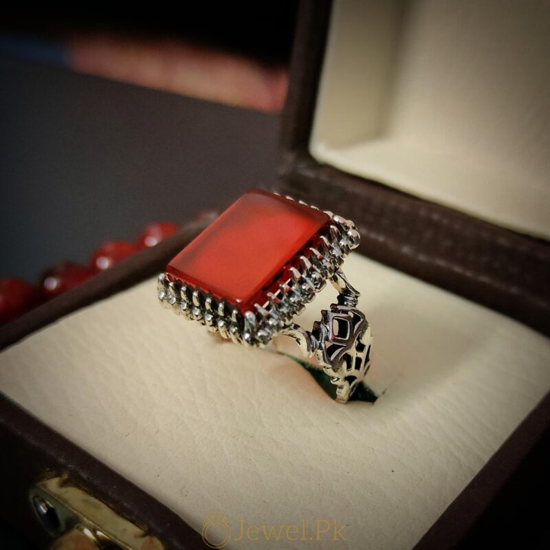 Beautiful Red Aqeeq Ring Yemeni Aqeeq Agate rings buy online 925 Silver Handmade Ring 3