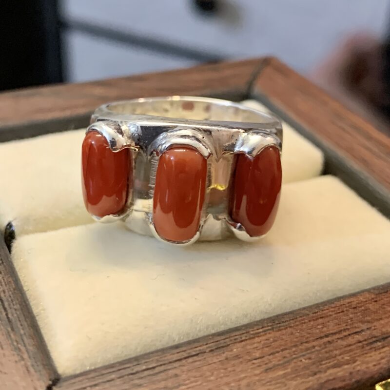 Natural Coral Ring Marjaan Ring 925 Silver (12)