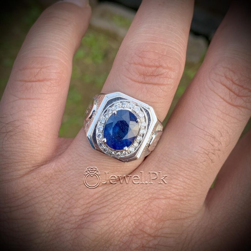 Blue Sapphire Neelum Ring 925 Silver Chandi 3