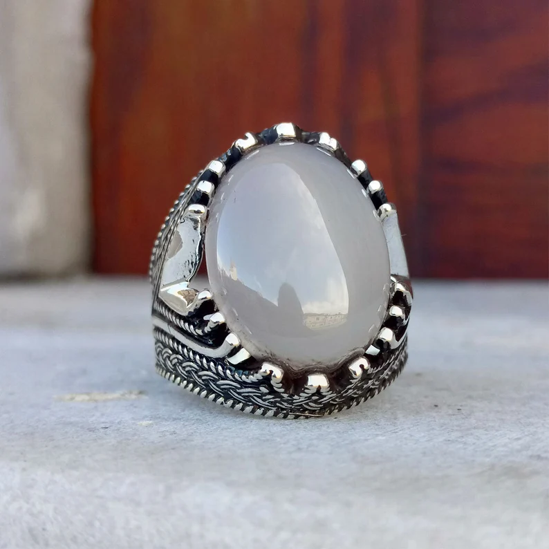 White Agate Ring 925 Silver 1