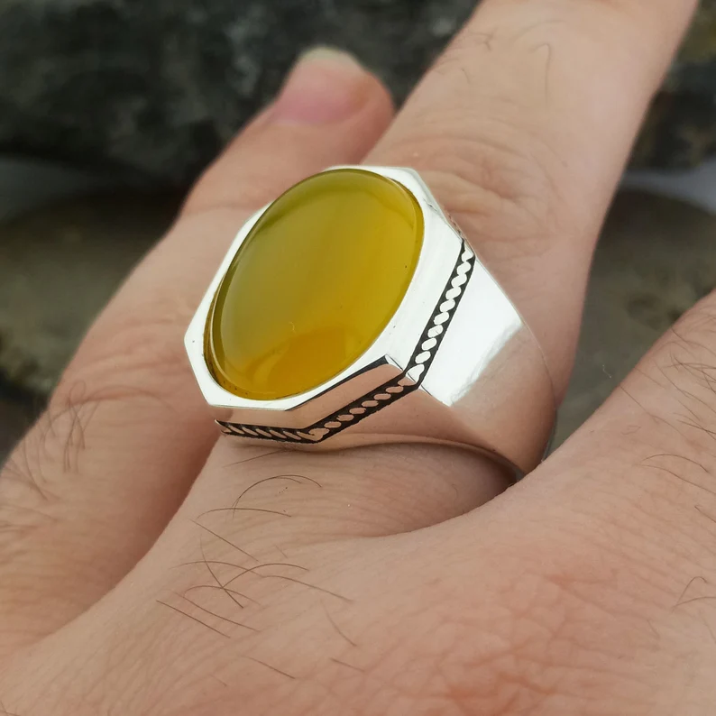 Yellow Agate - Zard Aqeeq Ring