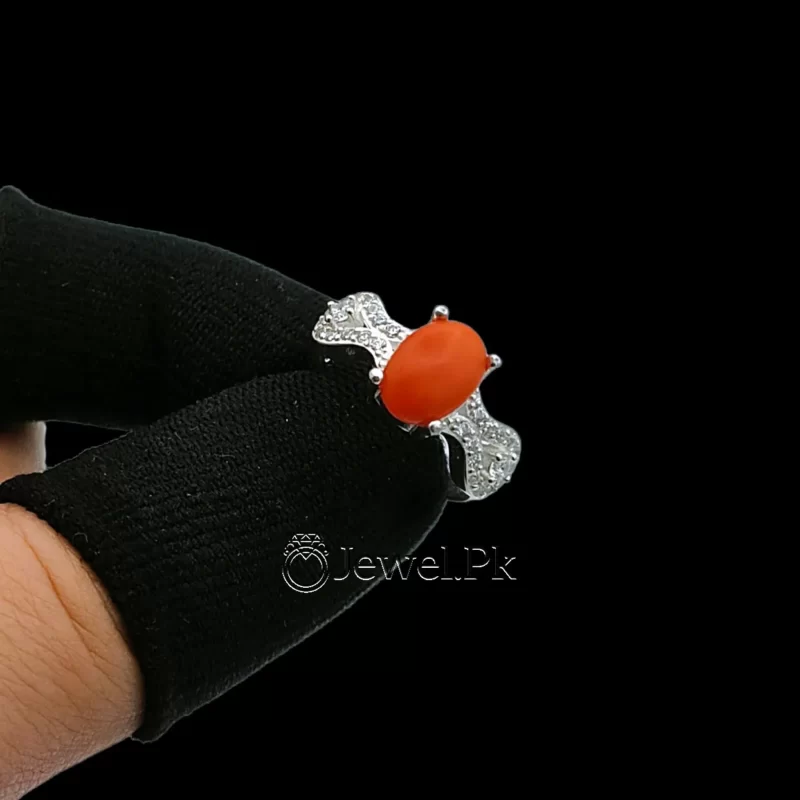 Natural Red Coral Stone - Marjaan Stone Italian Ladies Ring