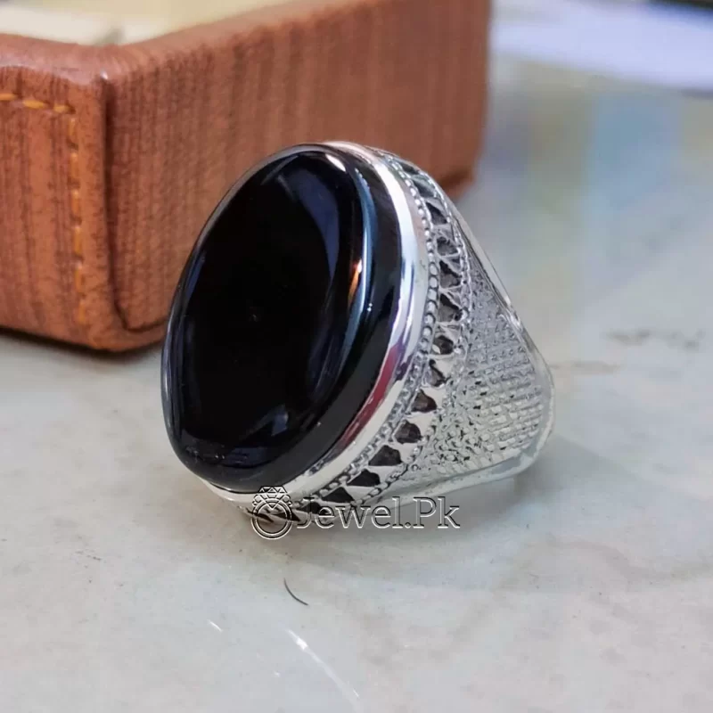 Natural Black Agate Ring 925 Silver Chandi Black Aqeeq Aqiq Rings for men women 16 result