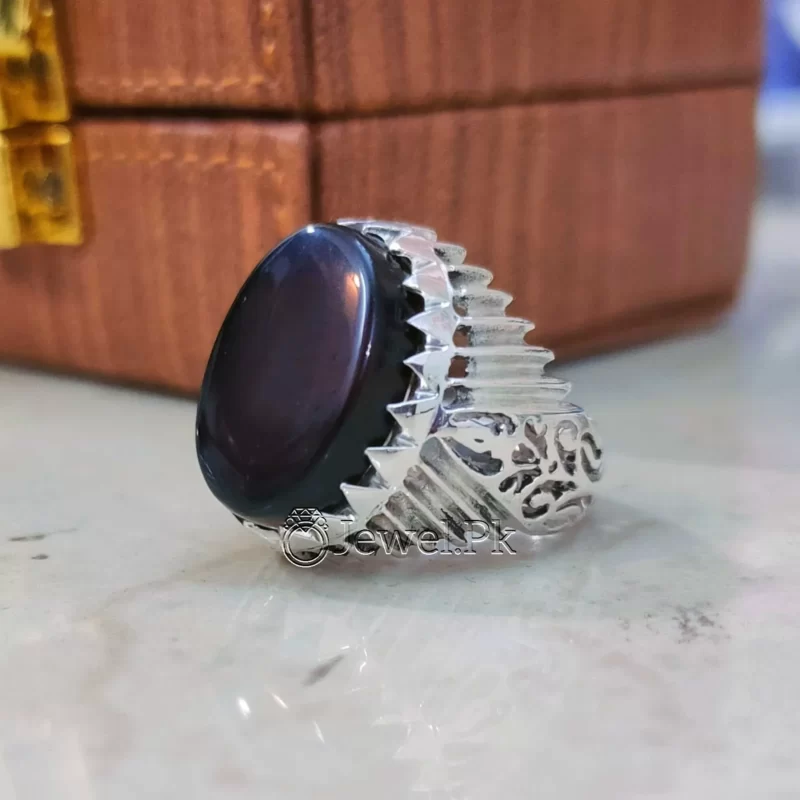Natural Black Agate Ring 925 Silver Chandi Black Aqeeq Aqiq Rings for men women 6 result