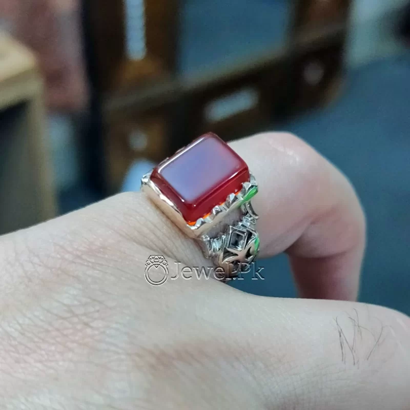 Natural Brown Aqeeq Ring 925 Silver Red Aqeeq Ring Agates Rings silver 12 result