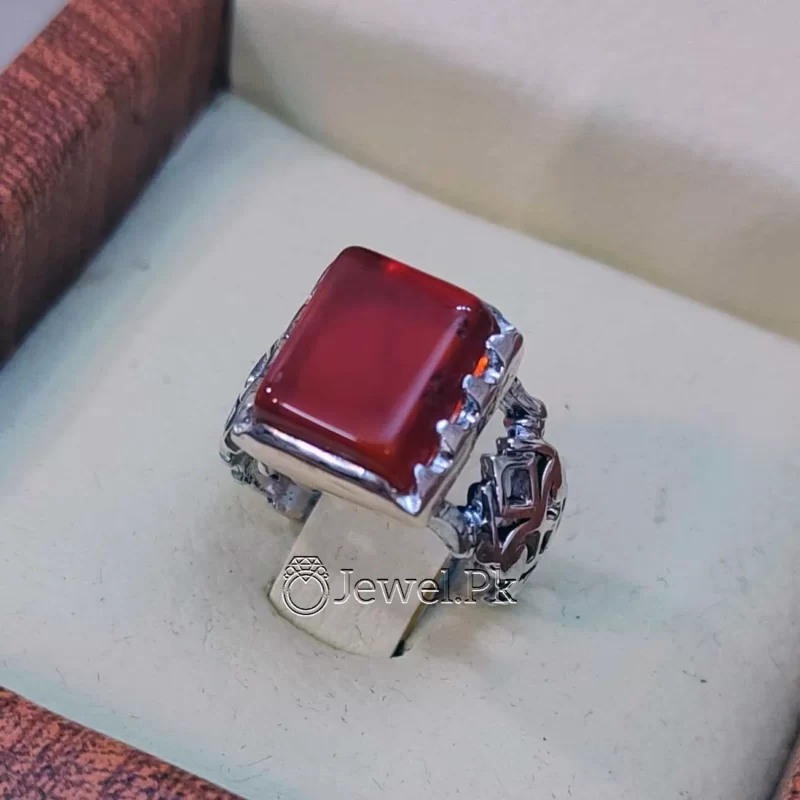 Natural Brown Aqeeq Ring 925 Silver Red Aqeeq Ring Agates Rings silver 1 result