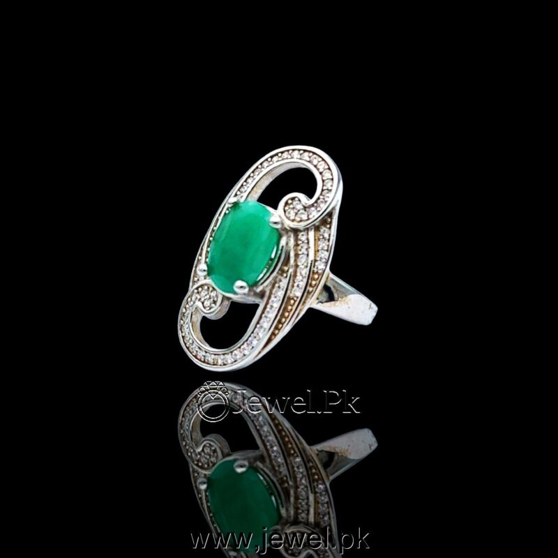 emerald ring for ladies + zamurd ring women + real gemstone rings silver chandi
