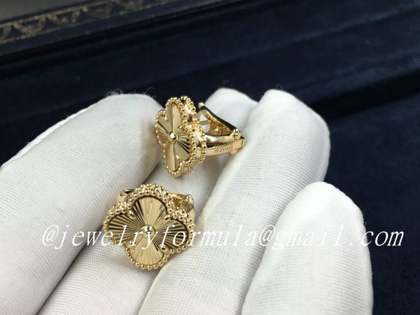 Customized Jewelry18k Guilloché Yellow Gold VCA Vintage Alhambra earrings VCARP3JL00