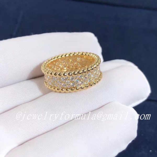 Customized JewelryInspired 18k Yellow Gold Van Cleef & Arpels Perlée Diamonds Band ring