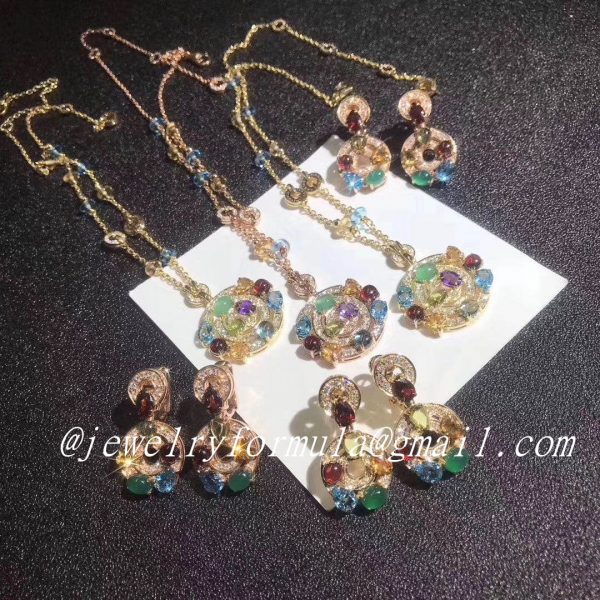 Customized Jewelry:Bulgari Astrale large pendant necklace in 18 kt yellow gold with gemstones