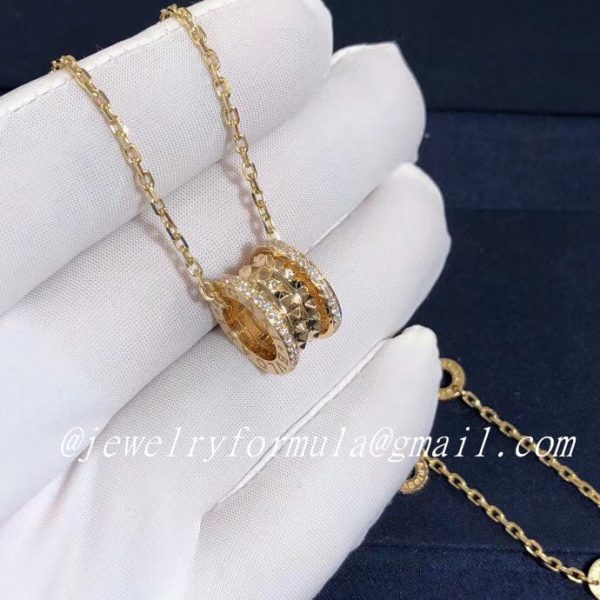 Customized Jewelry:Bvlgari B.Zero1 Rock 18kt Necklace Pendant with Studded Spiral Pavé Diamonds