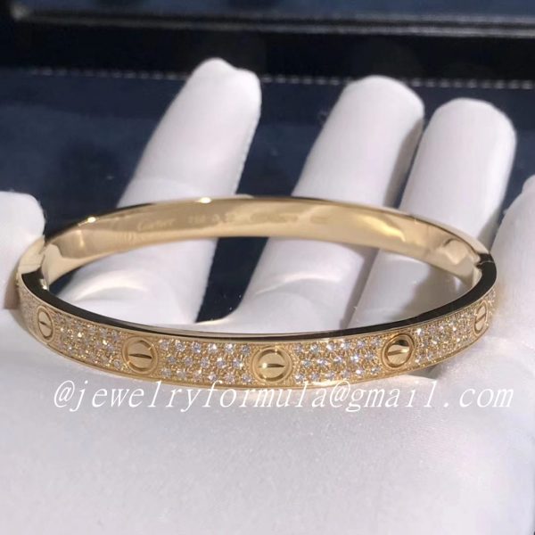 Customized Jewelry:18K Yellow Gold Cartier Love Bracelet with Pave 204 Diamonds N6035017