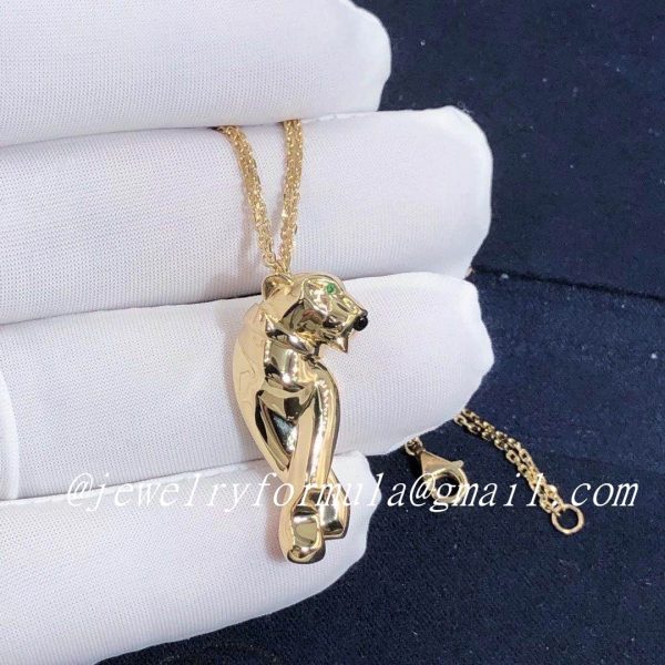 Customized Jewelry:18K Yellow Gold Panthère de Cartier Pendant necklace Tsavorite garnets and onyx