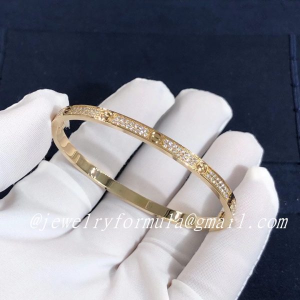 Customized Jewelry:18K Yellow Gold Pave Diamond Cartier Small Model Love Bracelet SM N6710617