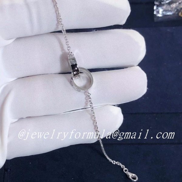 Customized Jewelry:Authentic Cartier 18k White Gold Love 2 Hoops Gold Chain Bracelet B6027200