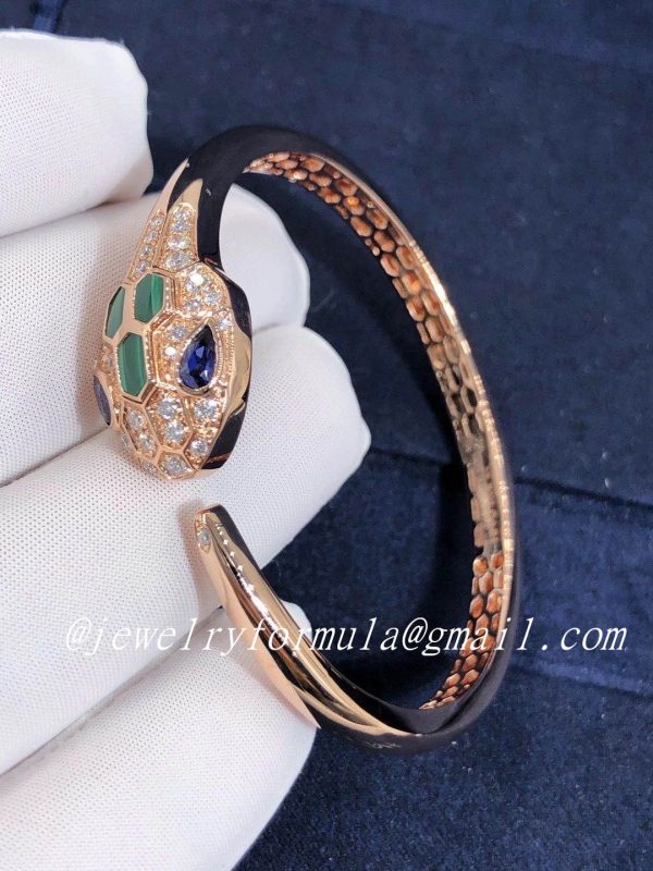 Customized Jewelry:BVLGARI Snakewomens Charm Bracelets Customized 18 Kt Pink Gold With Diamonds