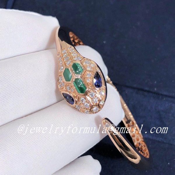 Customized Jewelry:BVLGARI Snakewomens Charm Bracelets Customized 18 Kt Pink Gold With Diamonds