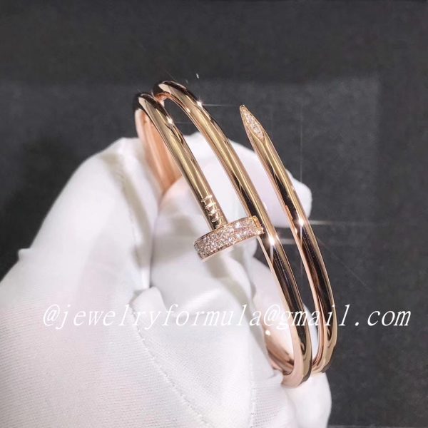 Customized Jewelry:Cartier 18K Pink Gold Juste Un Clou Double Row Diamond Bracelet N6708417
