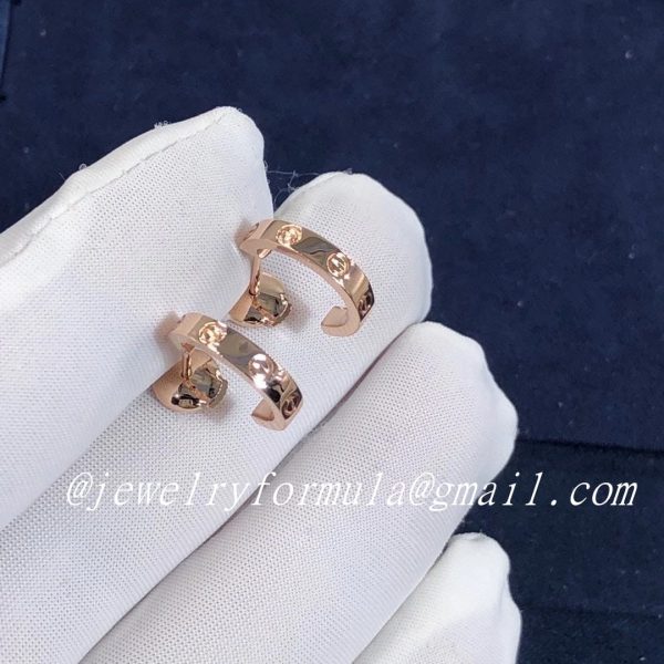 Customized Jewelry:Cartier 18K Pink Gold Small LOVE Hoop Earrings B8029000