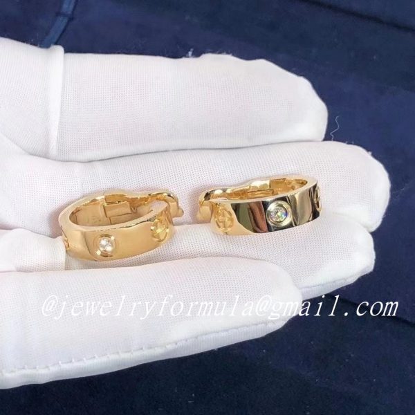 Customized Jewelry:Cartier 18K Yellow Gold 2 Diamonds Love Hoop Earrings B8022900