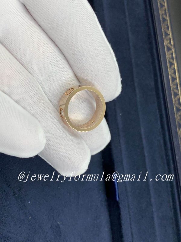 Customized Jewelry:Cartier 18k Pink Gold 3 Diamonds Love Band Ring B4087500