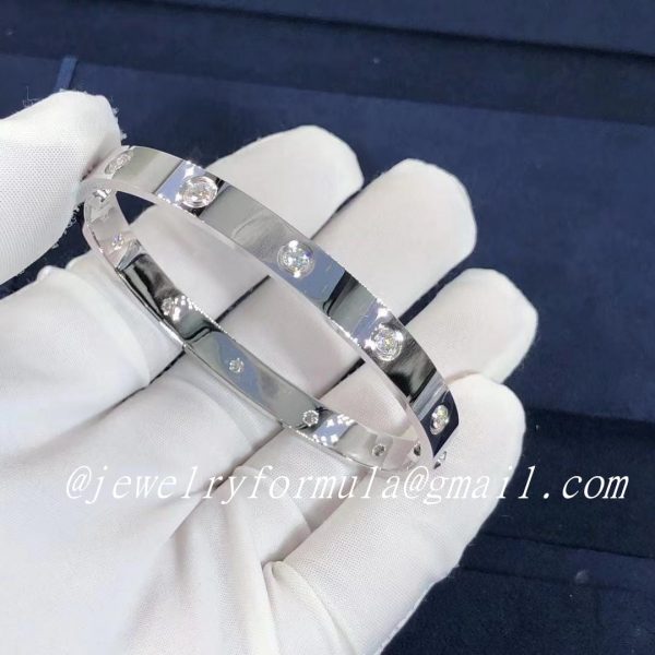Customized Jewelry:Cartier LOVE Bangle Bracelet 18K White Gold 10 Diamond B6040717