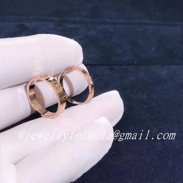 Customized Jewelry:Cartier Love Ring 2.6MM Band Small Model 18k Pink Gold Pave Diamonds B4218100