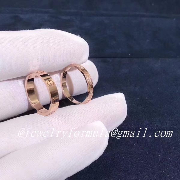 Customized Jewelry:Cartier Love Ring 2.6MM Band Small Model 18k Pink Gold Pave Diamonds B4218100