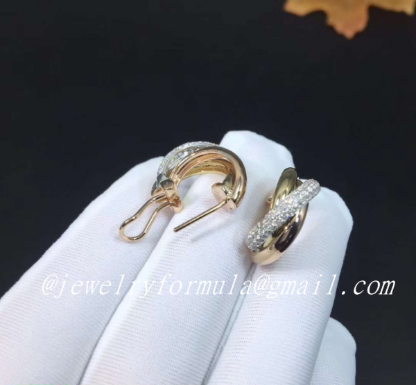 Customized Jewelry:Cartier Trinity 18K White Gold, 18K Rose Gold, 18K Yellow Gold Earrings B8031900