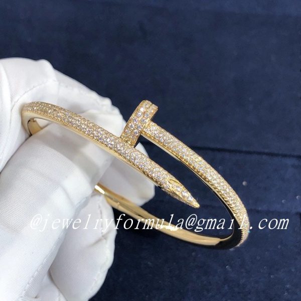 Customized Jewelry:Classic Cartier Juste Un Clou Nail Bracelet 18K Yellow Gold with 374 Diamond Paved N6709817