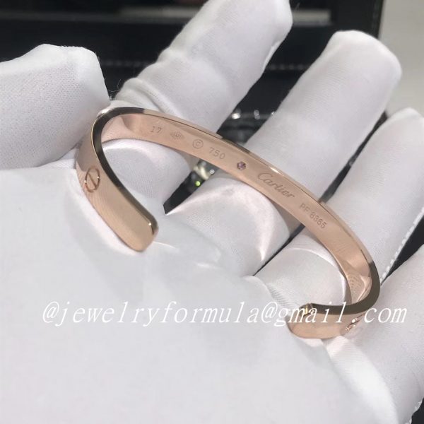 Customized Jewelry:Custom 18K Pink Gold 1 Rose Sapphire Open Cuff Cartier Love Bracelet B6030017