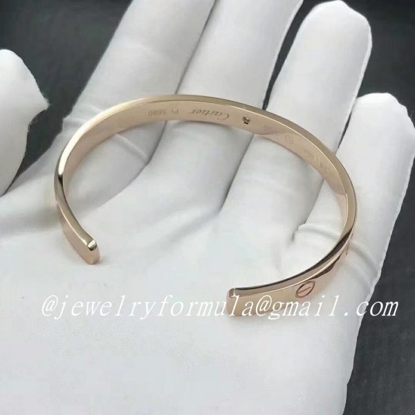 Customized Jewelry:Custom 18K Rose Gold 1 Diamond Cartier Love Open Cuff Bracelet