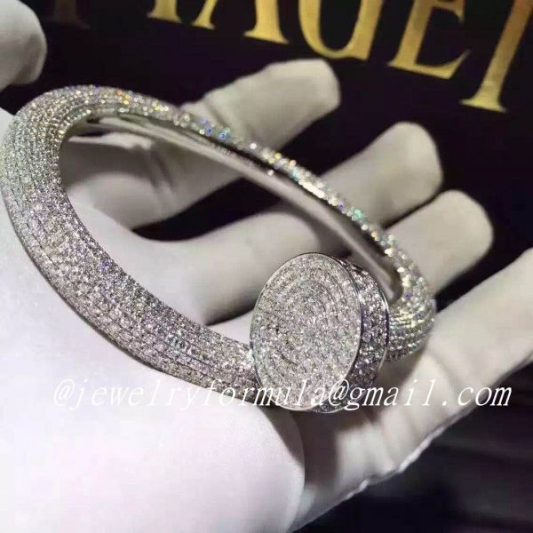 Customized Jewelry:Custom Cartier Juste Un Clou fully Diamond Pavéd Bracelet Extra Large Model in 18K White Gold HP601192