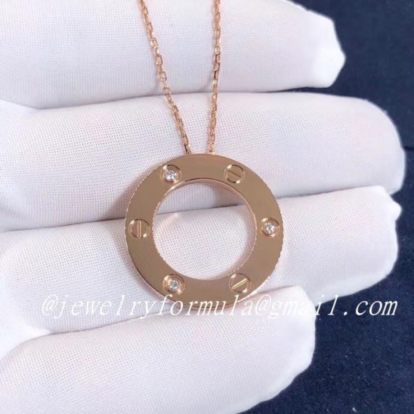Customized Jewelry:Custom Cartier Love Necklace 3 Diamonds Pink Gold Diamonds B7014700