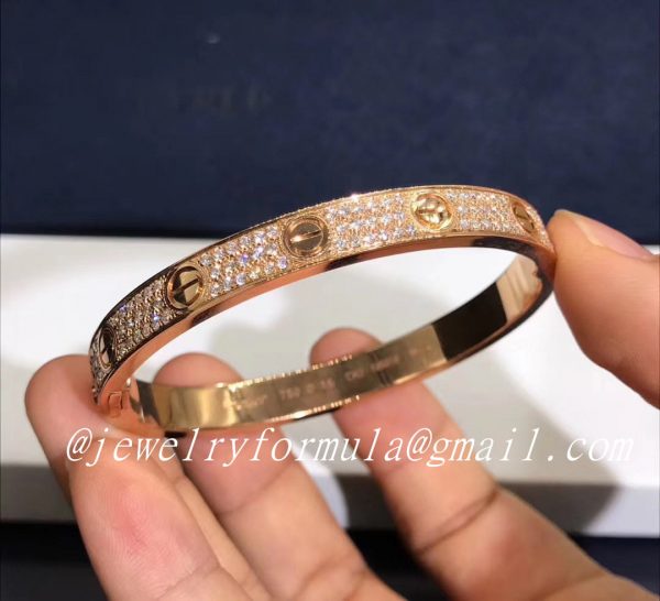 Customized Jewelry：18K Yellow Gold Cartier Love Bracelet with Pave 204 Diamonds N6035017