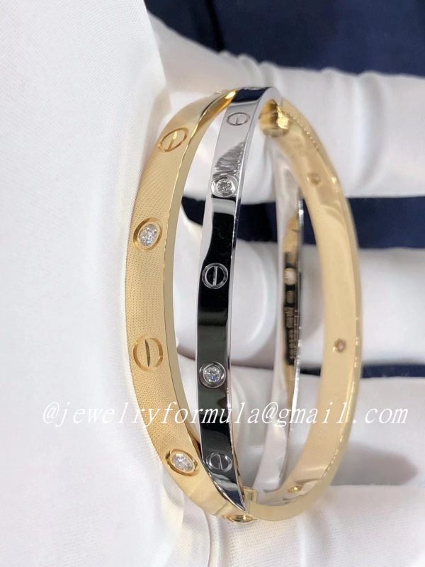 Customized Jewelry：18k Yellow Gold and White Gold with 12 Diamond Cartier Love Bracelet