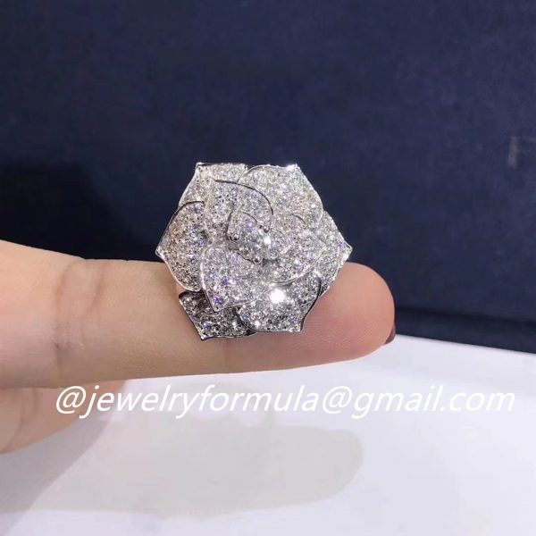 Customized Jewelry:Custom Made Piaget 18k White Gold with 112 Diamonds 2.38ct Rose Ring G34U6800