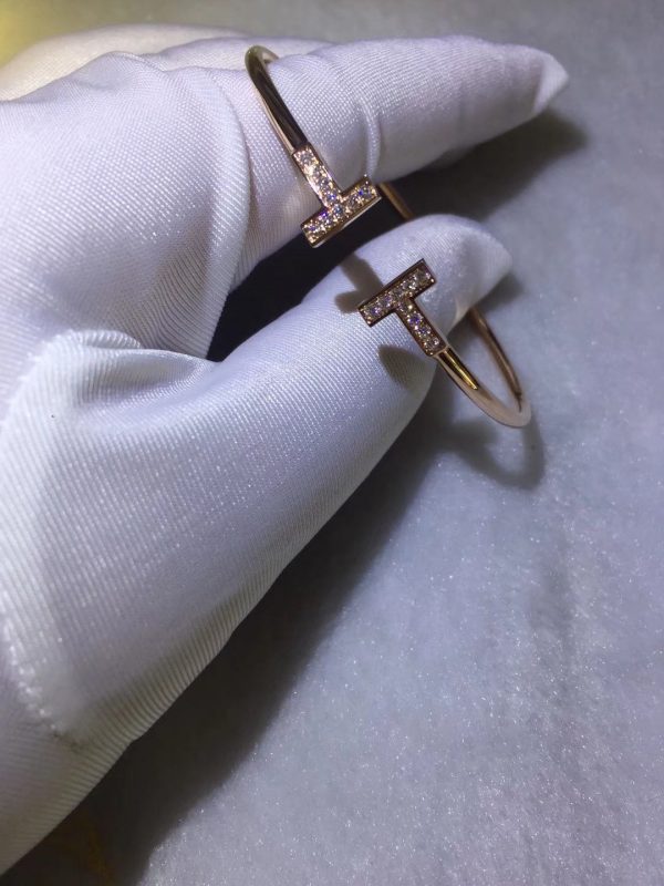 Customized Jewelry18K Gold Tiffany T wire bracelet with Diamond