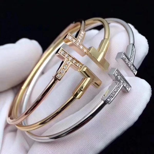 Customized Jewelry18K Gold Tiffany T wire bracelet with Diamond