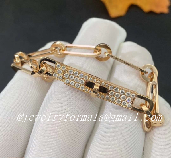 Customized Jewelry18K Yellow Gold Hermes Paris Kelly Chaine Bracelet Small Model H218471B 00LG