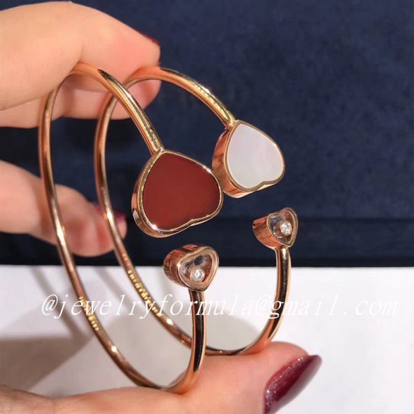 Customized Jewelry18k Rose Gold Chopard Happy Hearts Gems and Diamond Bangle Bracelet