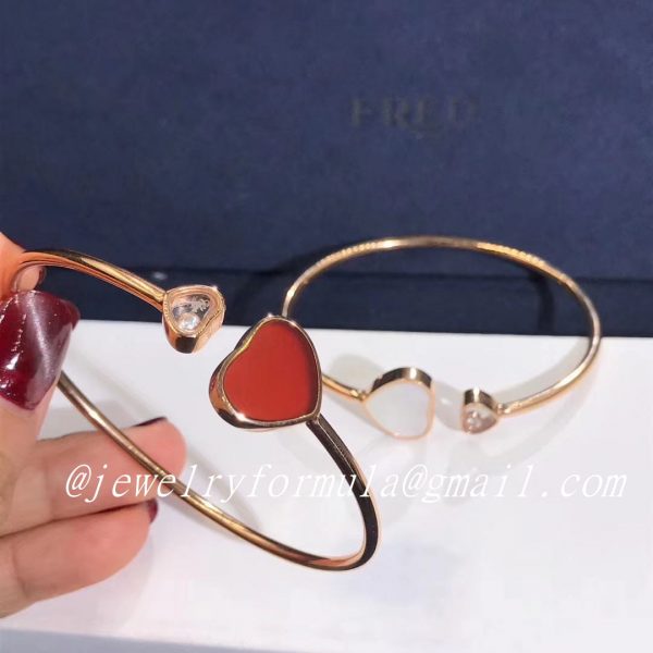 Customized Jewelry18k Rose Gold Chopard Happy Hearts Gems and Diamond Bangle Bracelet